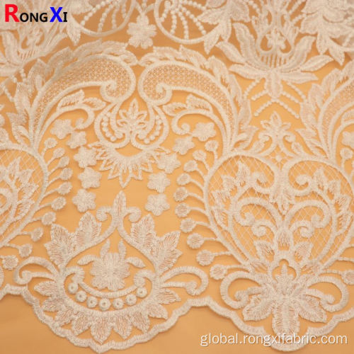 Multi Color Embroidery Lace Fabric Professional Embroidery Fabric Red With Great Price Supplier